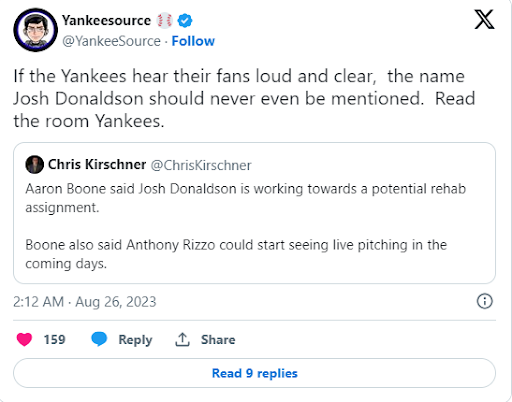 Yankees tweet